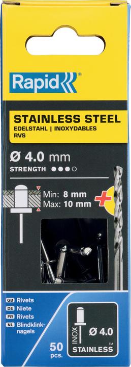 Produktbild Rapid Edelstahl Blindniete Ø 4,0 x 14 mm