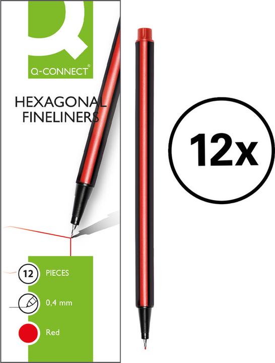 Actual product image Q-Connect Fineliner Triangular (Red, 12 x)