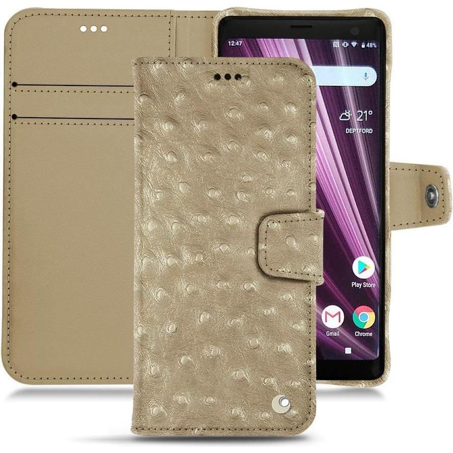 Noreve Lederschutzhülle Wallet (Sony Xperia XZ3), Smartphone Hülle, Beige