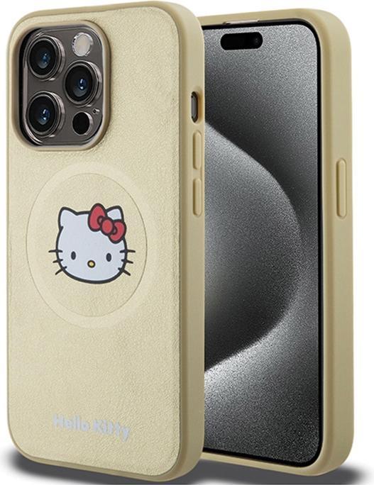 Hello Kitty HKHMP15XPGHCKD iPhone 15 Pro Max 6.7" złoty/gold hardcase Leather Kitty Head MagSafe (Apple iPhone 15 Pro Max)