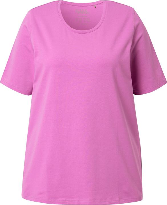 Image du produit Ulla Popken T-shirt en coton bio. Col rond et manches courtes. Coupe évasée (50, 52)