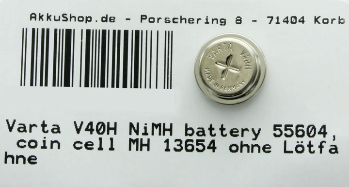 Produktbild Varta Batterie V40H, 55604, coin cell MH 13654, 4 Stück (4 Stk., 43 mAh)