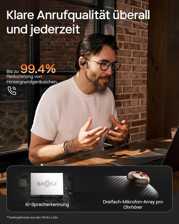 Produktbild Shokz OpenFit Pro Open-Ear-Kopfhörer mit Geräuschreduzierung (ANC, Keine Geräuschunterdrückung, 50 h, Kabellos)