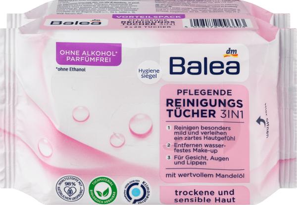 Actual product image dm Balea Cleaning Wipes Nourishing 3in1 Twin Pack (2x25 pieces)