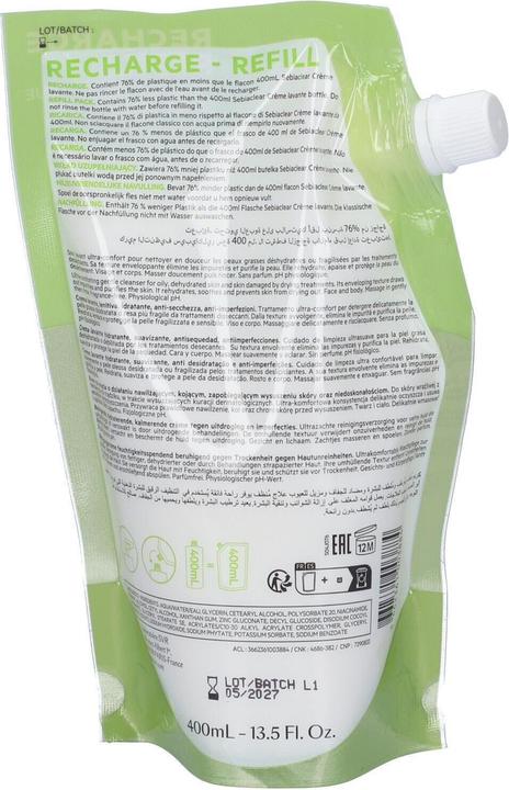 Image du produit SVR SebiaClear Crème Lavante Recharge (Lingettes nettoyantes pour le visage, 400 ml)