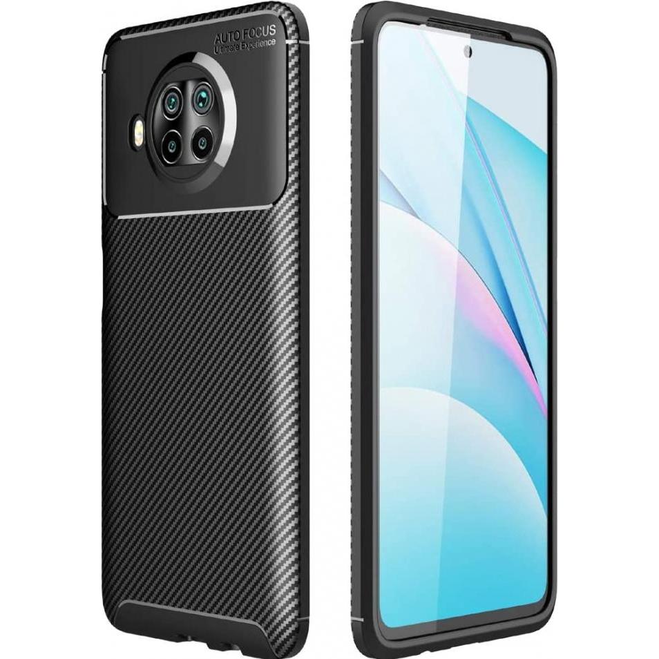 Screenguard Xiaomi Mi 10T Lite Hülle Carbon Design TPU Case (Xiaomi Mi 10T Lite), Smartphone Hülle, Schwarz