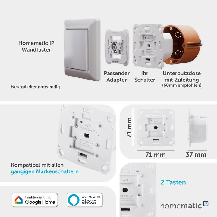 Actual product image Homematic IP Roller shutter actuator for brand switches (Shutter actuator)