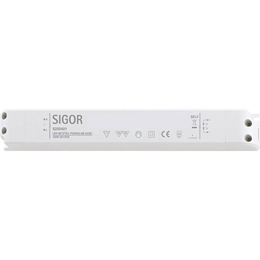 Sigor, Accessori per illuminazione, Alimentatore POWERLINE BASE 120W 24VDC 300x40x30 5A IP20