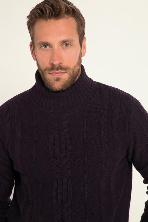 Actual product image JP1880 Turtleneck jumper, wool blend, front cable design (XXL)