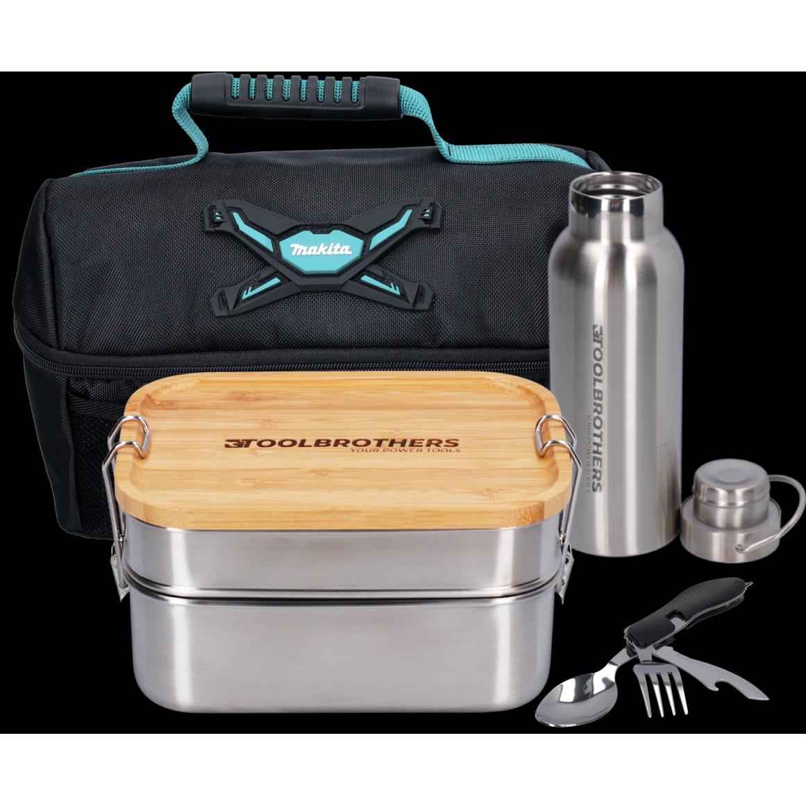 Tool Brothers Toolbrothers Fan Lunchpaket in Makita KÃ¼hltasche mit Edelstahl Brotdose 2 Etagen Bambus Deckel 134, Lunch...