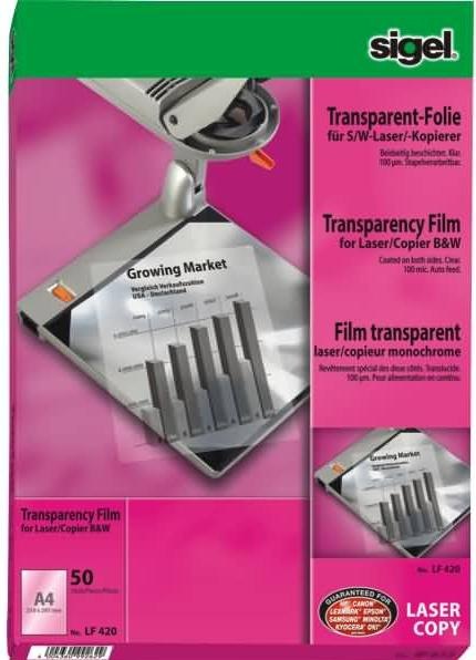 Image du produit Sigel Transparents pour rétroprojecteur (100 g/m², 50 x, A4)