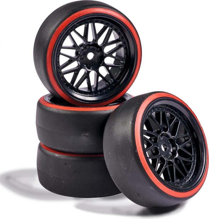 Produktbild Carson Kompletträder 1:10 Räderset Drift (4) schwarz/rot
