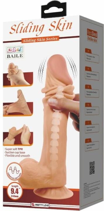 Actual product image Pretty Love Sliding Skin Series Realistic Dildo With Sliding Skin Sauna Bowl Meat 24 cm