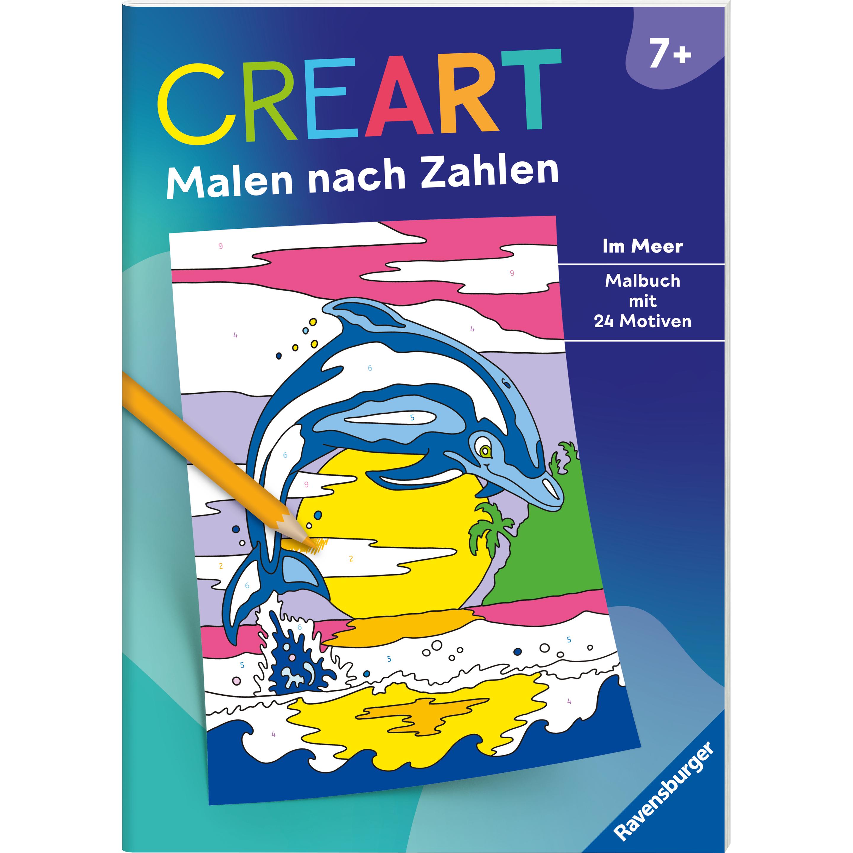 Ravensburger CreArt Malen nach Zahlen ab 7: Im Meer, Malbuch, 24 Motive