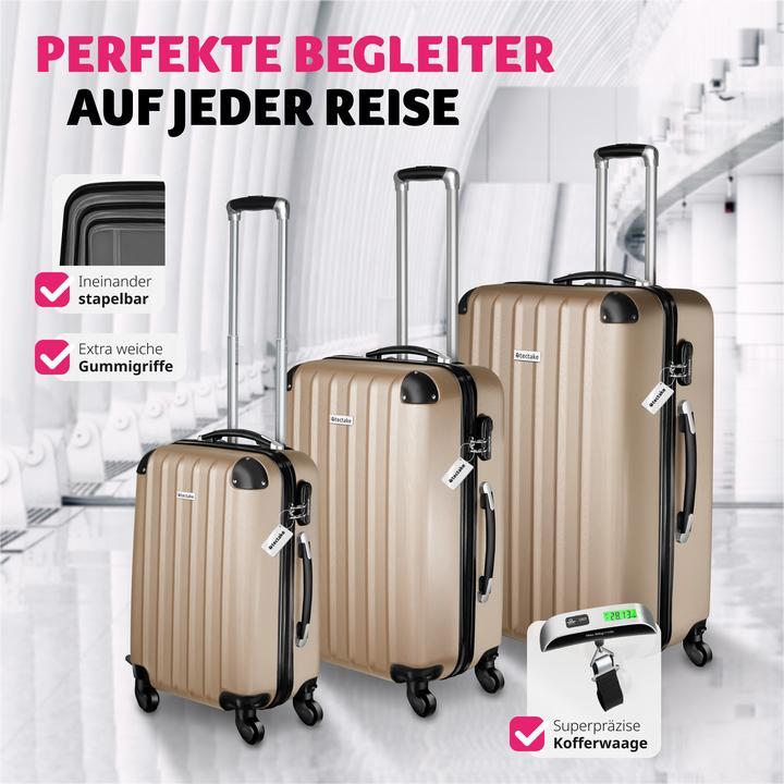 Actual product image tectake 3er Kofferset Talia mit Kofferwaage und Kofferanhänger (93 l)