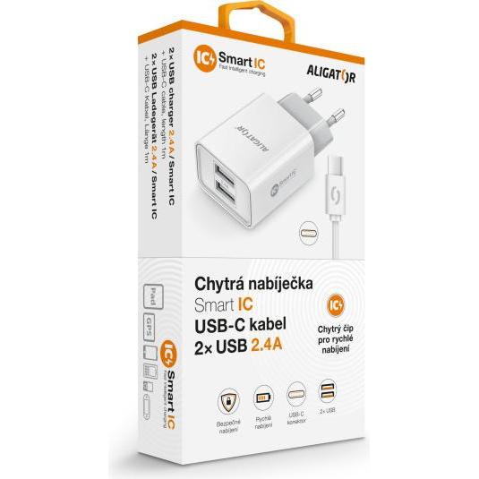 Thumbnail - Aligator CHA0043 mobile device charger Universal White AC Fast charging Indoor, USB Ladegerät, Weiss