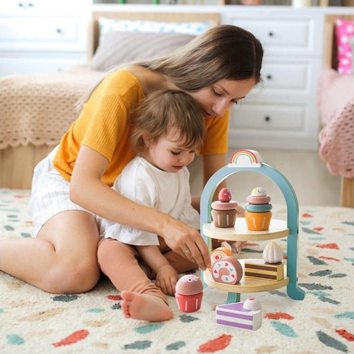 Produktbild Activity Board Kinder Holzkuchen Set, Küchenzubehör, Rollenspiel und Vorstellungsspiel, Holzspielzeug für Kinder