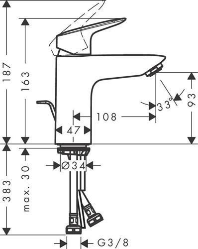 Produktbild hansgrohe HG Einhebel-Waschtischmischer 100 LOGIS DN 15 m ZAG G 1 1/4Zoll mattschwarz