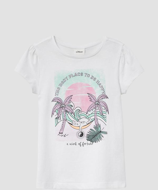 Produktbild S.Oliver T-Shirt Ausgestelltes T-Shirt mit Glitzerprint und Puffärmeln (92)
