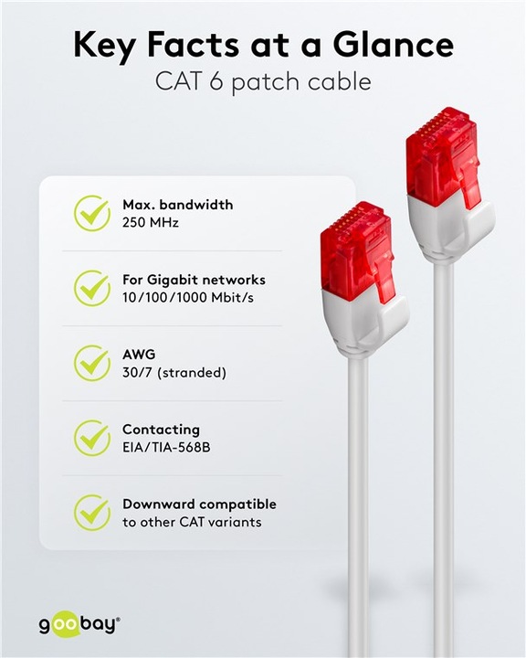 Label énergétique Goobay câble réseau (U/UTP, CAT6, 0.50 m)