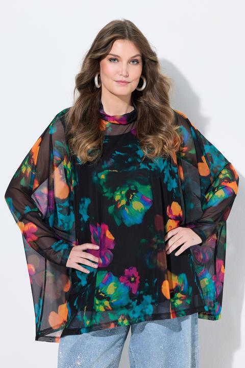 Produktbild Miamoda Mesh-Bluse, oversized, Blüten-Muster (46, 48)