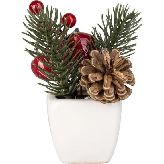 Thumbnail - DPI, Weihnachtsdeko, Weihnachts-Kunstblumen Arrangement - mit Topf - ca. 12 cm - 1 Stück