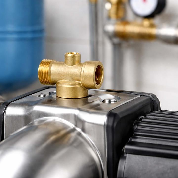 Produktbild Wiltec 4-Wege Verteiler IG Messing DN25 1" DN13 1/4"Hauswasserwerk Manometer