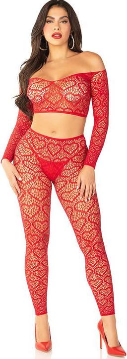 Leg Avenue Crop top + stockings red one size fits all (One size)