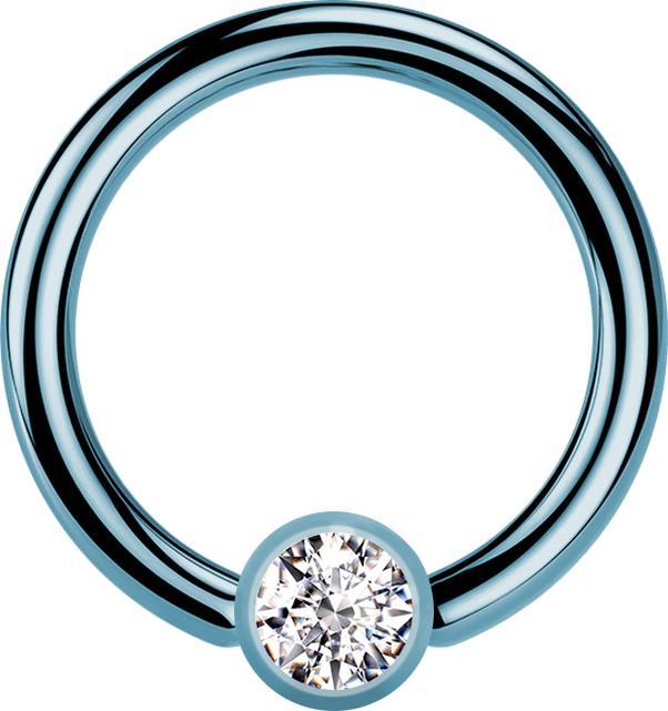 Immagine prodotto Star Piercing Anello Micro Closure cilindro azzurro cristallo argento (senza ottone, Acciaio chirurgico 316L)