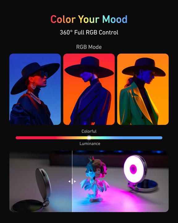 Produktbild Telesin Magnetic Selfie Ring Light - RGB version (white)