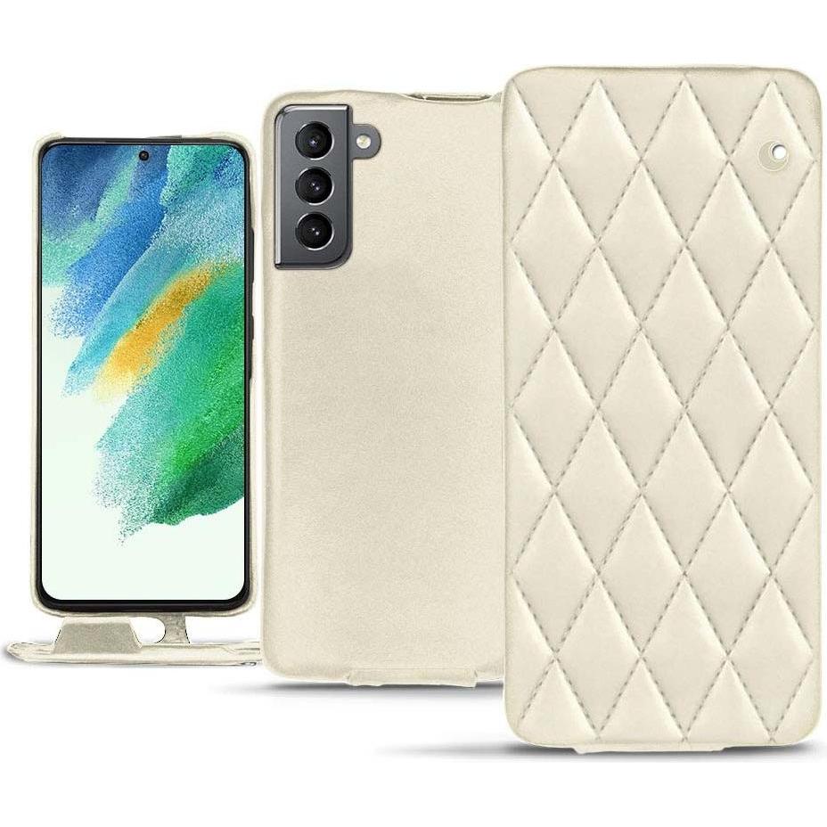 Thumbnail - Noreve Lederschutzhülle vertikal (Samsung Galaxy S21 FE), Smartphone Hülle, Weiss