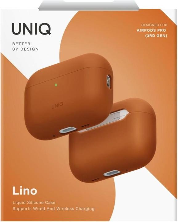 Actual product image Uniq Case Lino for AirPods Pro 3 gen Silicone orange (Headphone sleeve)