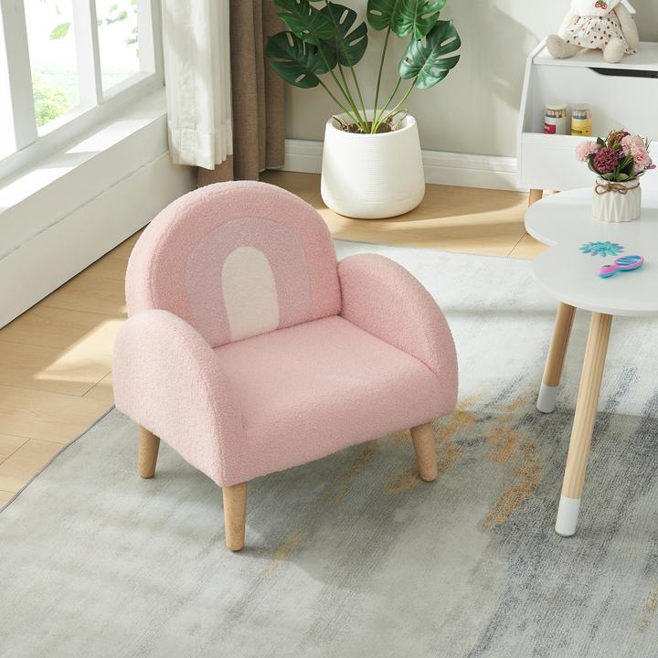 Immagine prodotto En.Casa Kindersessel Sorreindi 50x50x45 cm Teddystoff Rosa (Poltrona per bambini)