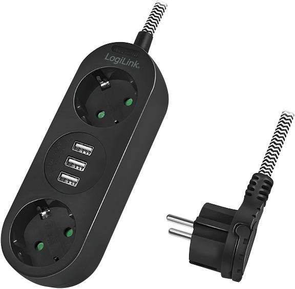 Actual product image LogiLink Power strip (2x, CEE 7/3, 1.50 m)
