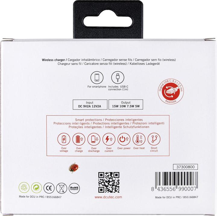 Produktbild DCU Tecnologic 15 W Wireless Charger + Cable Tr + Cable Type C (15 W)