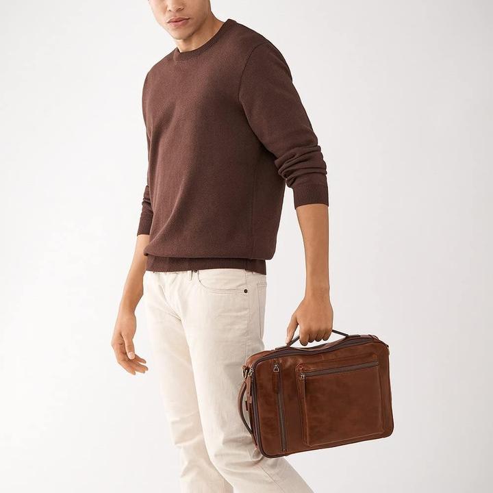 Actual product image Fossil Leather Messenger Bag with Adjustable Shoulder Strap and Laptop Compartment (13")