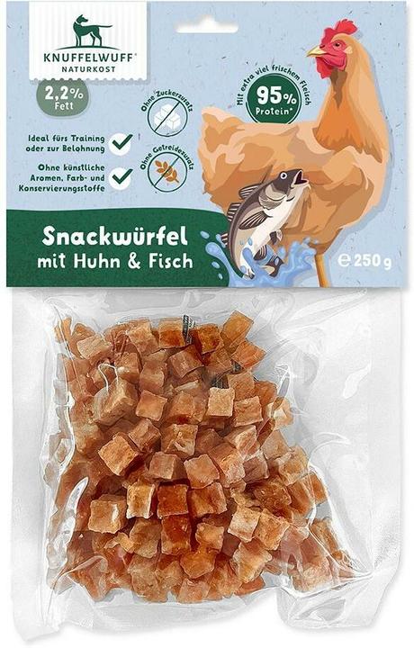 Knuffelwuff Snack Huhn und Fisch Würfel 250 g, Snackart (250 g)