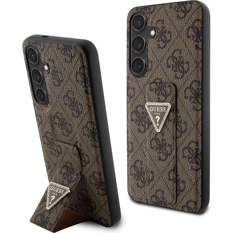 Guess GUHCSPGS4TDW S921 brązowy/brown hardcase Grip Stand 4G Triangle Strass (Samsung Galaxy S24), Smartphone Hülle, Bra...