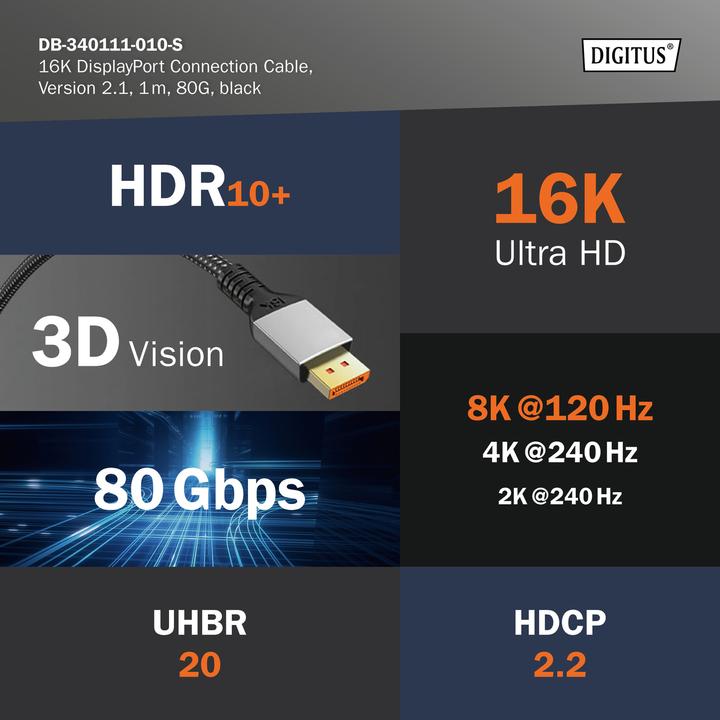 Produktbild Digitus DisplayPort — DisplayPort (1 m, DisplayPort, 2.1)