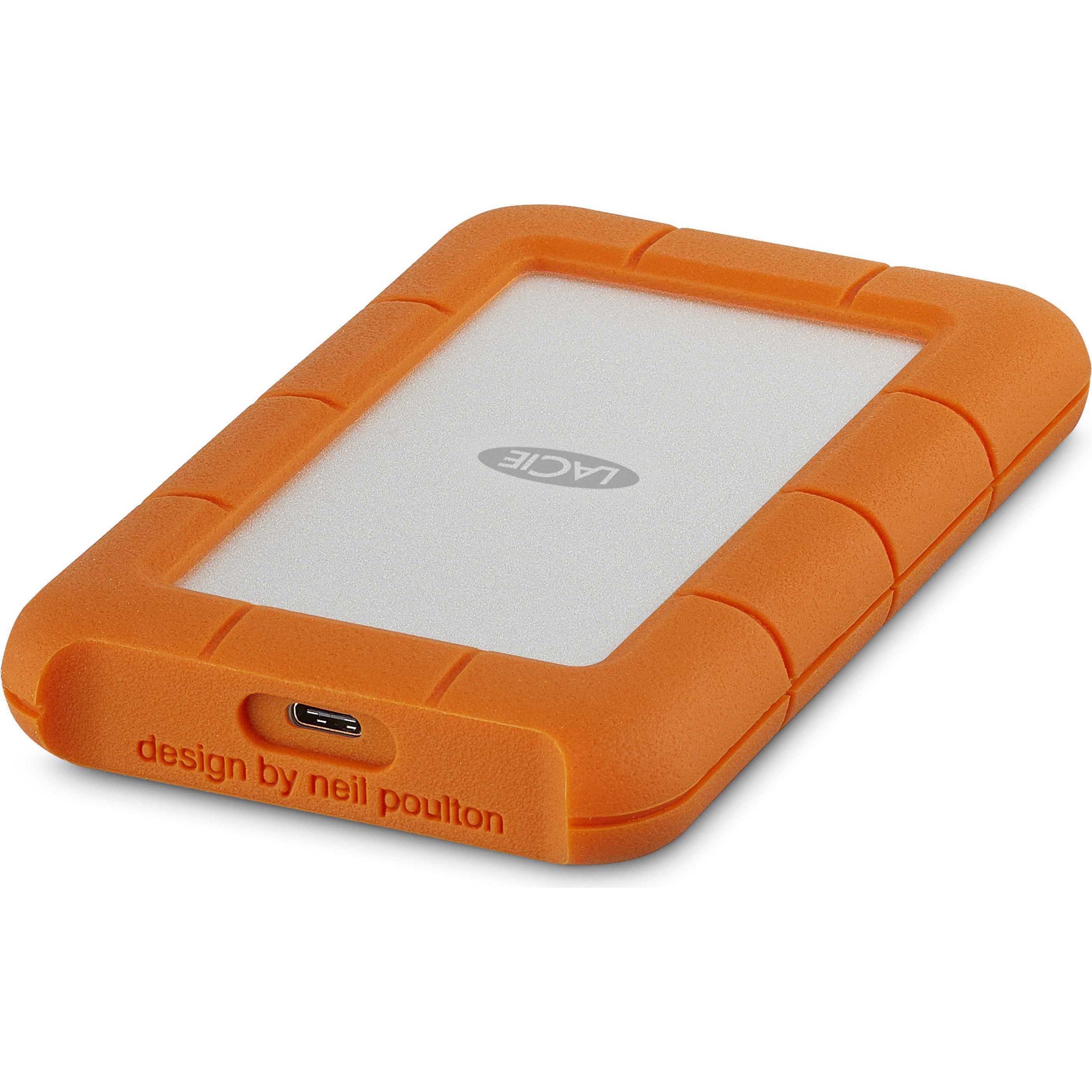 LaCie Rugged USB-C (4 TB), Externe Festplatte, Silber, Orange