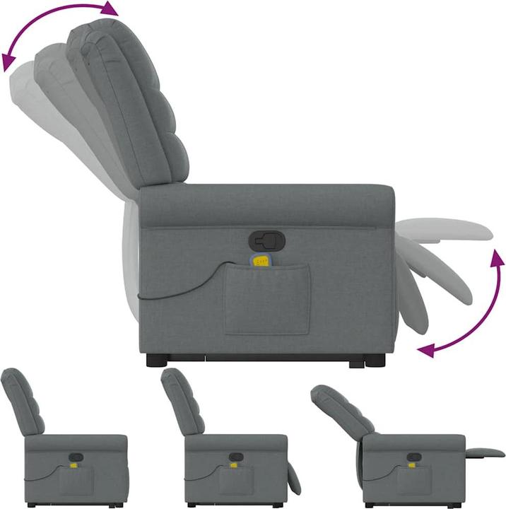 Immagine prodotto vidaXL Poltrona massaggiante con ausilio per la risalita in tessuto grigio scuro