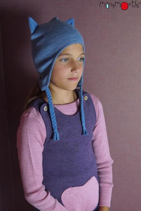 Actual product image ManyMonths Wool Beanie Kitty (with ears) - dusty grape