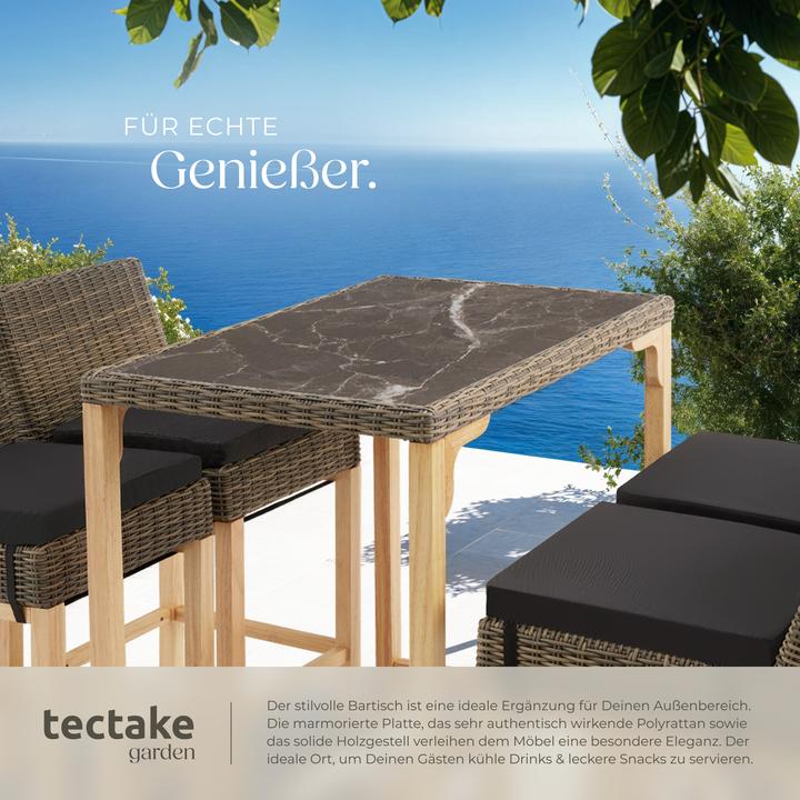 Immagine prodotto tectake Tavolo da bar in rattan Kutina 96 x 65 x 100 cm (96 cm)