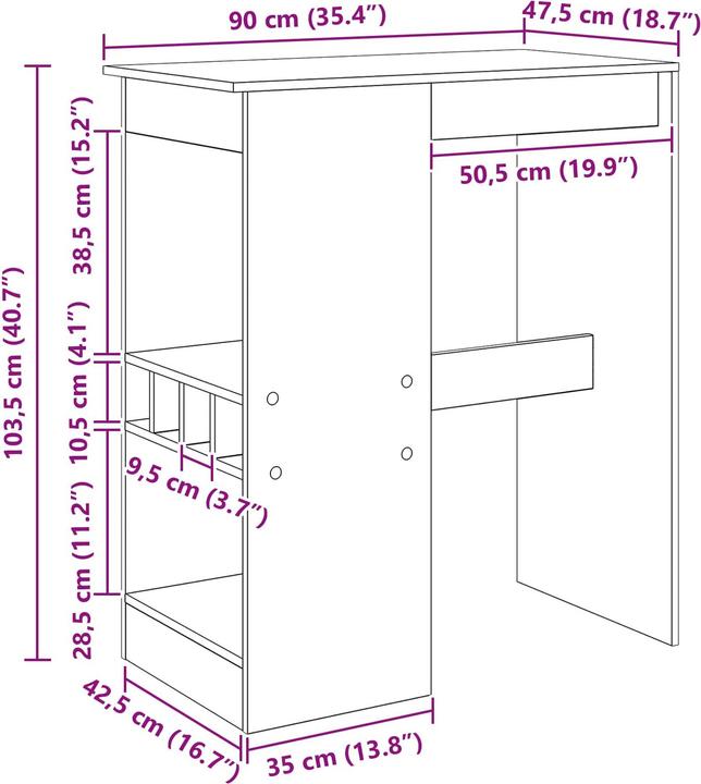 Produktbild vidaXL Bartisch (90 x 90 x 103.50 cm)