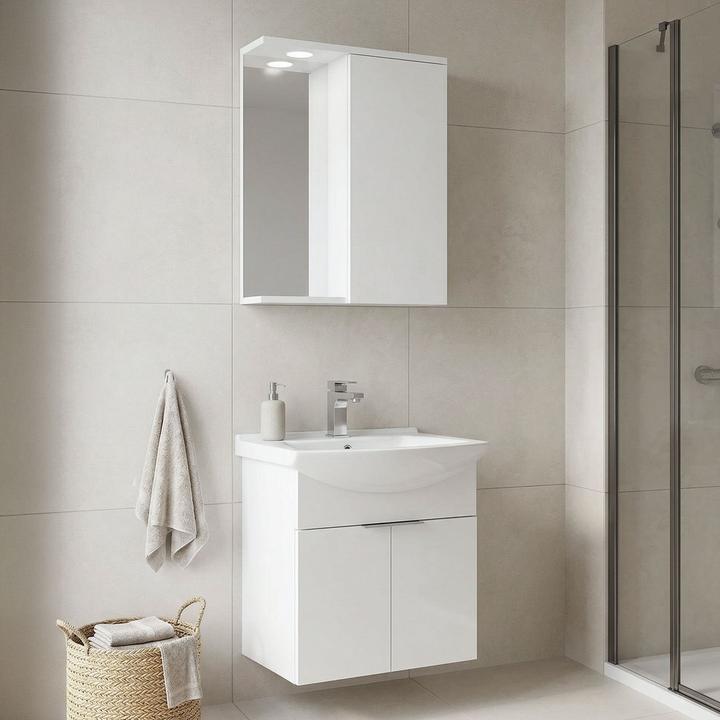 Produktbild Homitis Purus 55 Bathroom Cabinet With Sink & Mirror Set (2 Pieces)