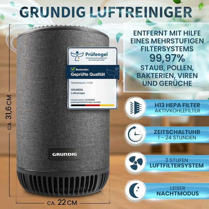 Produktbild Grundig Extra leiser HEPA-Luftreiniger (49 m²)
