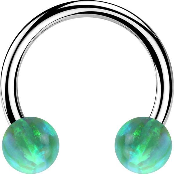 Immagine prodotto Star Piercing Micro Circular Barbell argento con due sfere verde opale (senza ottone, Acciaio chirurgico 316L)