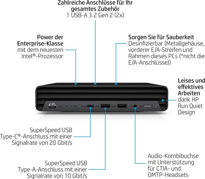 Produktbild HP Elite Mini 800 G9 (512 GB, 16 GB, Intel Core i5-14500)