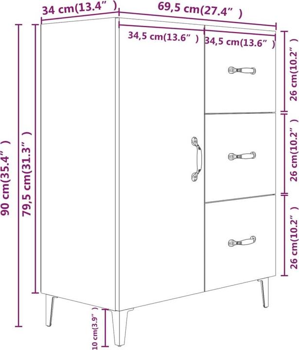 Image du produit vidaXL Sideboard (69.50 x 34 x 90 cm)
