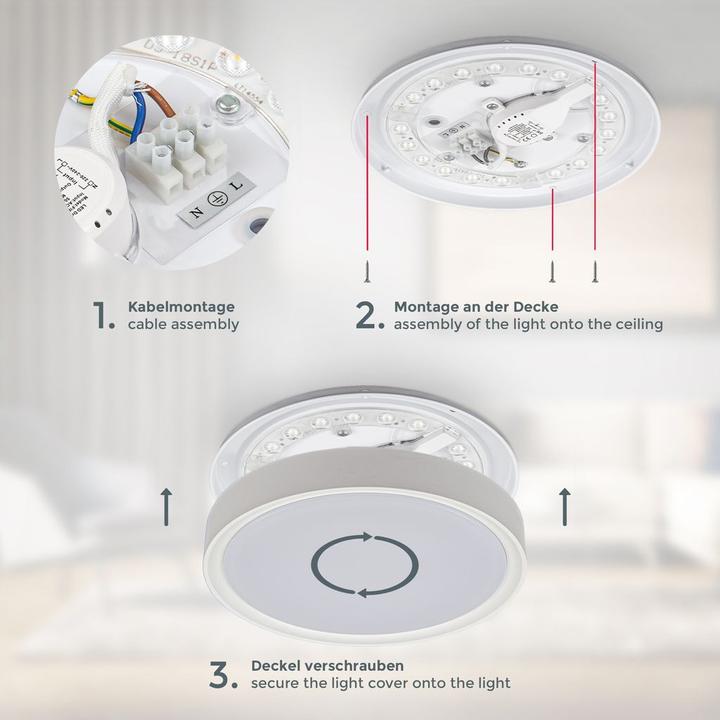 Image du produit B.K.Licht Plafonnier LED, blanc mat, 1xLED platine/12W (1200 lm)